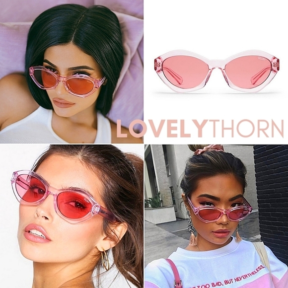 QUAY // ltd ed kylie jenner collab retro-chic pink crystal frame pink lenses main image 15